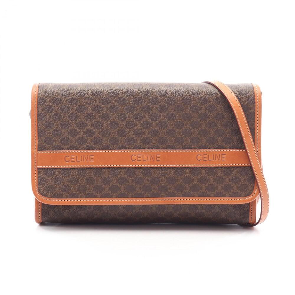 Celine Macadam Shoulder Bag/Handbag, Coated Canvas and Leather, Women's, Brow...